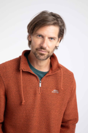Weird Fish Cruiser 1/4 Zip Eco Macaroni Sweatshirt - Baked Clay