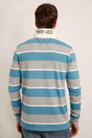 Weird Fish Laxton Organic Long Sleeve Stripe Rugby Shirt - Bluebird