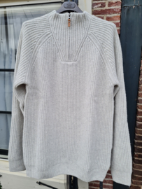 Emerald Turku zwaar gebreide 1/4 rits 100% wollen trui - Winter White