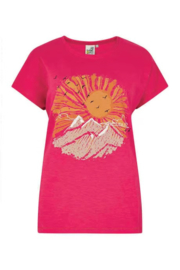 Weird Fish Sundown Graphic Slub Tee - HotPink