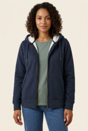 Weird Fish Sevanna Eco Borg Linded Jersey Hoody (100% Cotton)- Navy