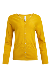 Weird Fish Curran Lightweight Slub Cardigan - English Mustard