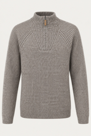 Emerald Turku heavy knit 1/4 rits wollen trui - Mole Marl