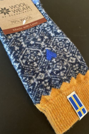 Noorse Wollen Sokken (with 70% wool) Flag of Sweden - blue/grey/yellow