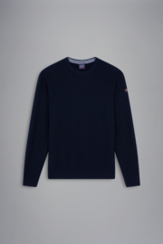 Paul & Shark Wool Crewneck with Iconic Badge - Navy