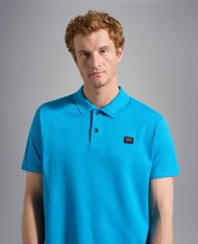 Paul & Shark Cotton Piqué Poloshirt with iconic badge - turquoise