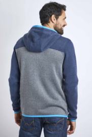 Weird Fish DRISCOLL Recycled Colour Blocked Soft Knit Hoody - Frost Grey SS22