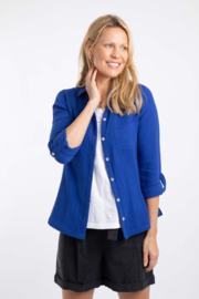 Weird Fish Suria Double Cloth Shirt - Mazarine Blue