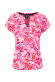 Weird Fish Alia Organic Cotton Printed Jersey Top - Hot Pink