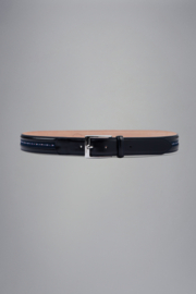 Paul & Shark Leather belt with nautical flags ribbon - navy