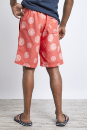 Weird Fish Marina Eco Printed Board Shorts - Hot Coral