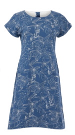 Weird Fish - Organic Printed Jersey Dress- Tallahassee - Ensign Blue - SS21