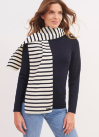 Saint James Striped Scarf - ecru/marine