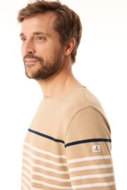 Mousqueton Mario S gestreept Shirt - Houblon mel/Ecru/Marine