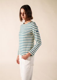 Saint James Meridame II Breton Striped shirt - Ecru/Celest Chin