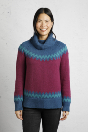 Weird Fish AVETTA Fairisle Roll Neck Jumper - Dark Blue