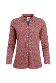 Weird Fish GINNY Organic Printed Jersey Shirt - Rouge Red AW23