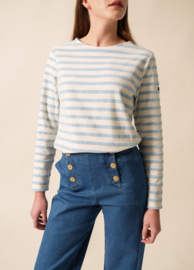 Saint James Merivelours Striped Shirt - Ecume/Givre