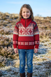 Arctic Circle Noorse Sweater Kids - 100% wol - Red