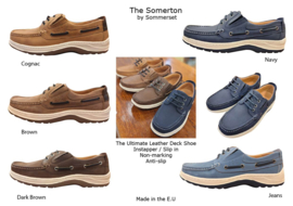 Sommerset Somerton Leather Boat Shoe Slip in / Instapper - Cognac