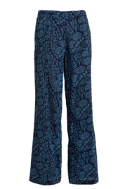 Weird Fish Lorena Organic Cheesecloth Wide Leg Trousers - Navy
