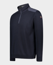 Paul & Shark Wool 1/4 Zip Sweater with Typhoon Design - Navy