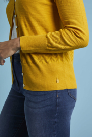 Weird Fish Curran Lightweight Slub Cardigan - English Mustard