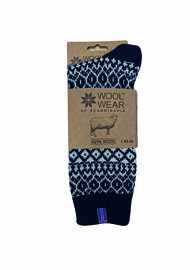 Noorse Wollen Sokken (60% worsted wool) Flag of Iceland - Navy/Ecru