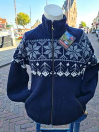 Norwool Noors Vest met Rits  - 100% pure nieuwe wol - blauw