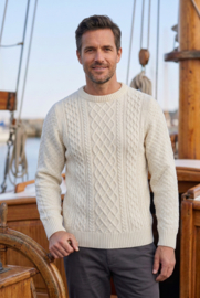 Emerald ARRAN Ierse kabel trui - 100% zuivere wol - Woolwhite Cable Pattern