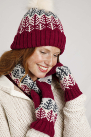 Viven Eco Fair Isle Snood, Hat And Glove Set - Winter Berry