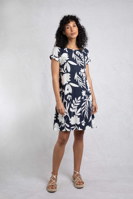 Weirdfish Orlando Linen Rich Pocket Dress - Nightshade