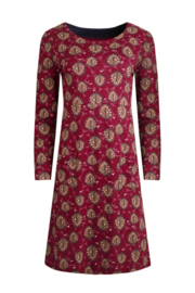 Weird Fish DELRAY Long Sleeve Dress - Mulled Wine