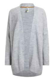 Weird Fish CARRAN Longline Marled Cardigan - Pearl GreyMarl SS23