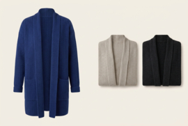 Emerald Myre Wool CARDIGAN lang 100% wollen vest - Blue