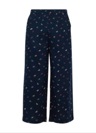 Weird Fish - Printed Wide Leg Cropped Trouser - Tresco - Navy Blue - SS21