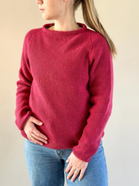 Emerald JURMO 100% wollen trui met ronde hals - zuivere nieuwe wol - Wino Framboise