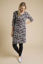 Weird Fish Starshine organic printed jersey dress - Dark Navy AW23