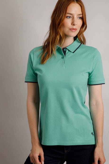 Weird Fish Pammie Polo Shirt - Aqua Marine