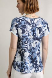 Weird Fish Sofia Organic Cotton Printed Double Cloth Blouse - Estate Blue