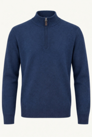 Emerald Style wollen trui met 1/4 rits uit lamswol - Navy Night