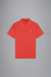 Paul & Shark Cotton Piqué Poloshirt with Shark Badge -  Orange Red