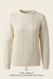 Emerald ARRAN Ierse kabel trui - 100% zuivere wol - Woolwhite Cable Pattern