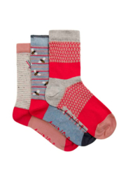 Weird Fish Parade Patterned Socks 3 Pack - Rosewood