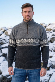 Norwool Noorse Trui  - 100% pure nieuwe wol - licht/donkergrijs (uniseks)