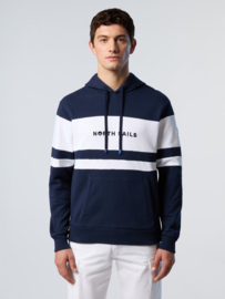 North Sails Hoodie with front stripes - Navy Blue