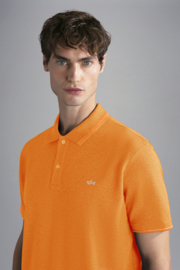 Paul & Shark Cotton Piqué Poloshirt with Shark Badge - Orange