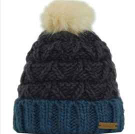 Weird Fish Livvy Knit Bobble Hat - Navy