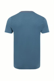 Weird Fish Cody Printed Stripe T-Shirt - Washed Blue
