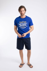 Weird Fish Cast Off Front Print Graphic T-Shirt - Mazarine Blue